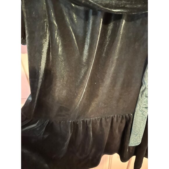 Draper James RSVP Emerald Green Velvet Ruffle Tie-Back Dress With Belt & Long Sl - Picture 7 of 8